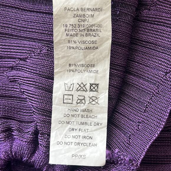 PAOLA BERNARDI Andressa Cropped Cardigan XS Purple Ribbed Knit Long Sleeve G13 - Picture 5 of 6